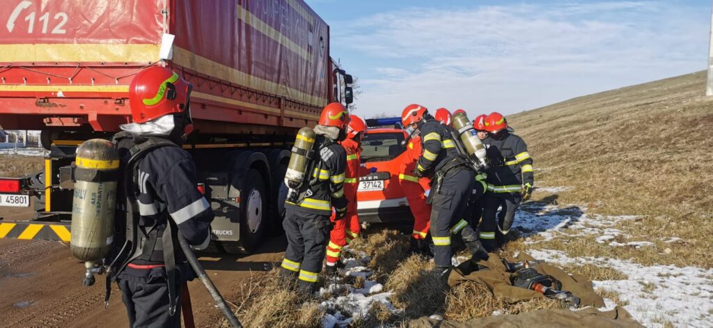 Exercițiu Detașamentul 1 de Pompieri Iași - accident rutier Popricani